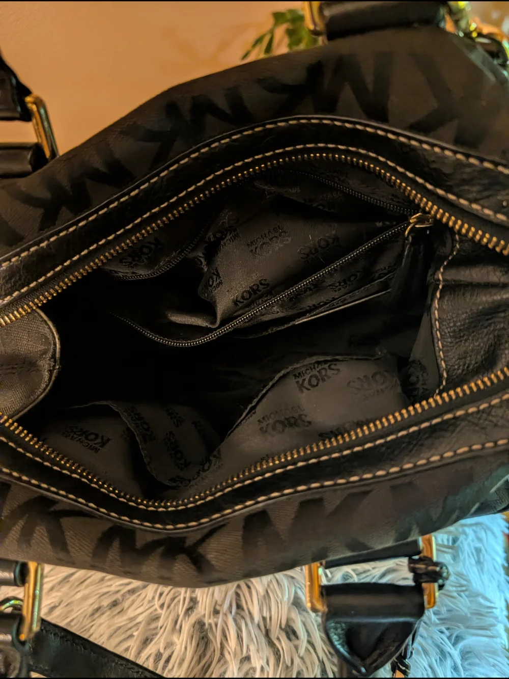 Michael Kors Black MK Signature Satchel Bag